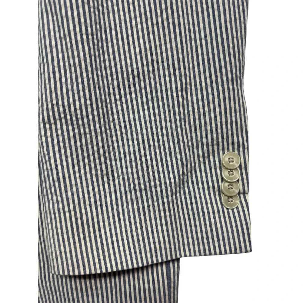 Jos A Bank 1905 50R Blue White Stripe Seersucker Blazer Jacket Sport Coat Cotton